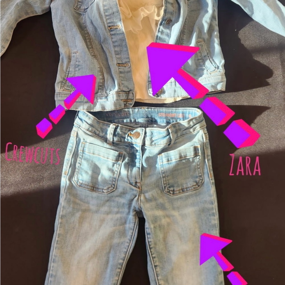 Zara Denim Jacket and Crewcuts Jeans Set